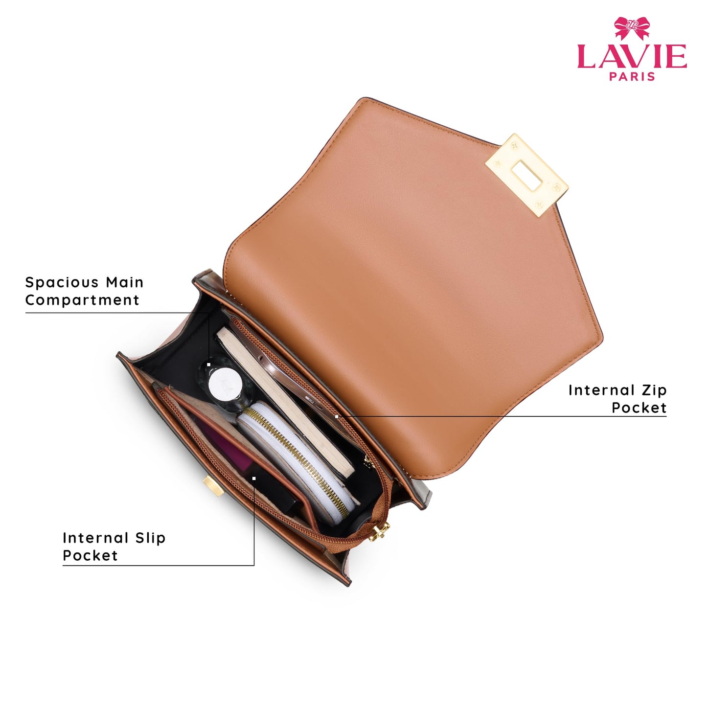 LAVIE PARIS Women's Ales Medium Flap Crossbody Sling Bag | Ladies Purse Handbag | Gift for Women