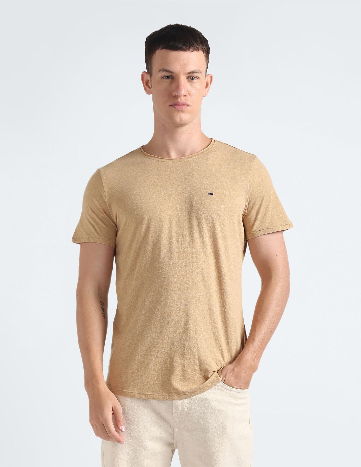 Tommy Hilfiger Mens Beige Color T-Shirt (S)