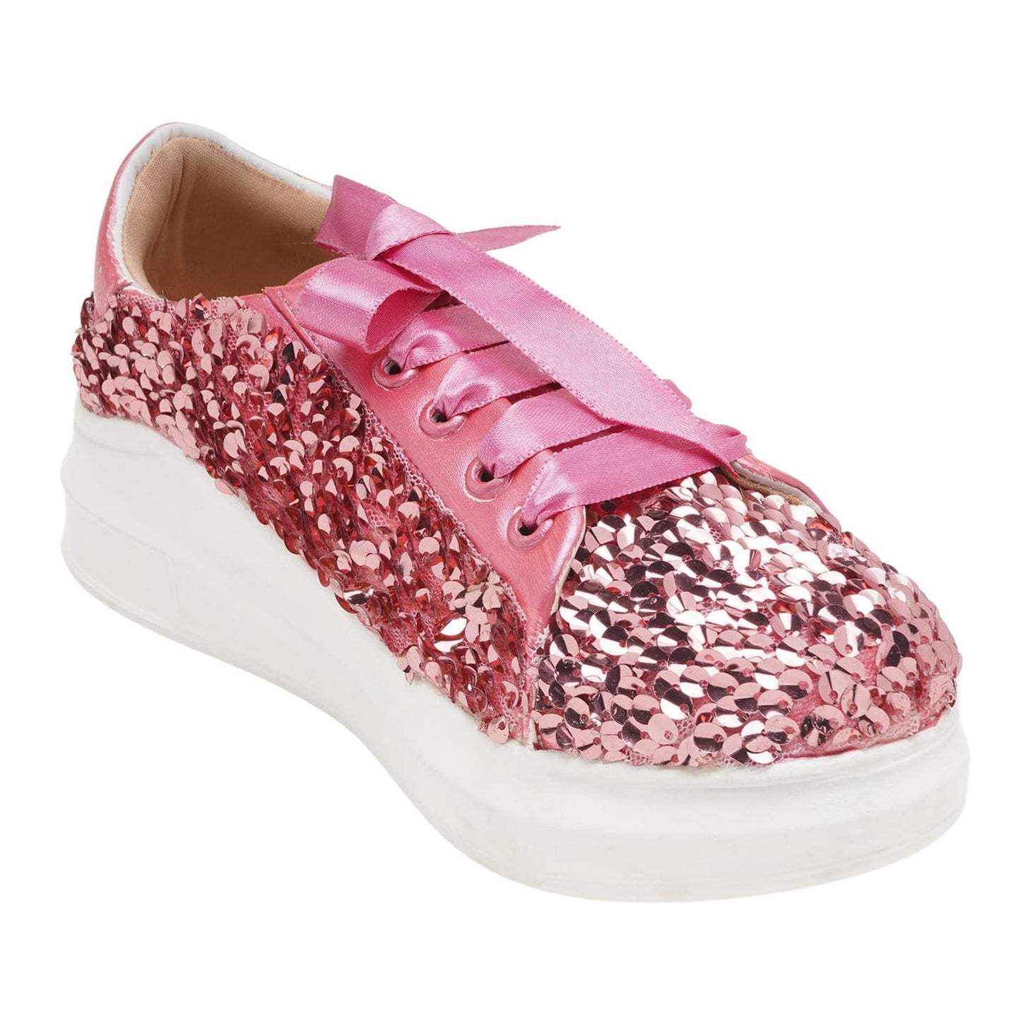 THE QUIRKY NAARI Rosette Crush Sequin Sneakers for Every Occasion | Pink