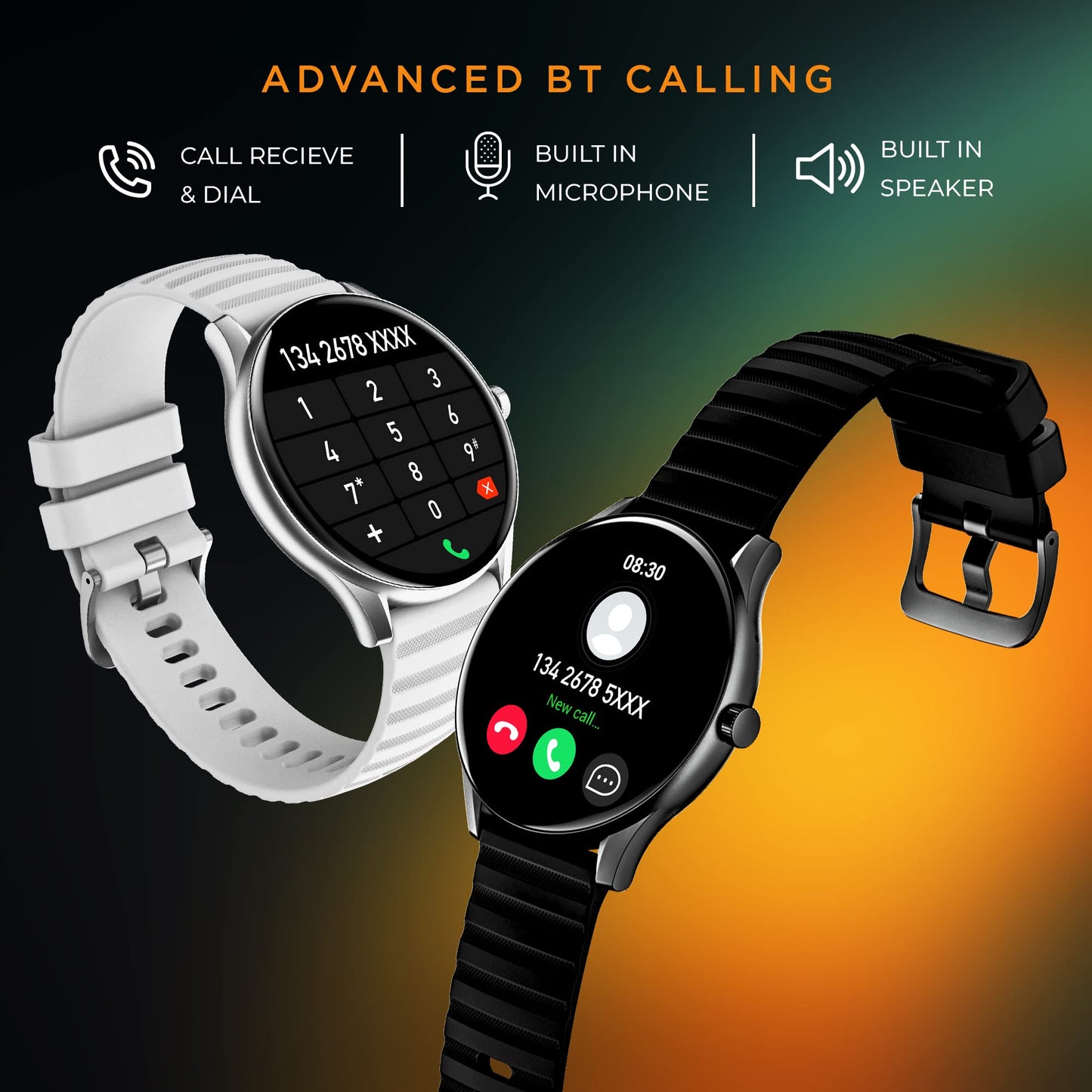 GIZMORE Gizfit Curve 3.54cm (1.39) |AOD 500 NITS|360x360 HD Display Bluetooth Calling Smartwatch (Black)