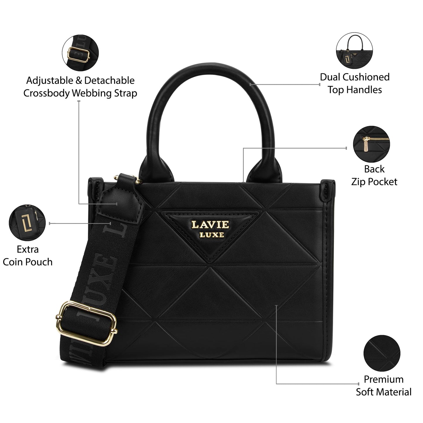 Lavie Luxe Women's Lisa Box Satchel Handbag | Satchel Bag for Work | Ladies Purse | Stylish Shoulder Bag | Gift For Women