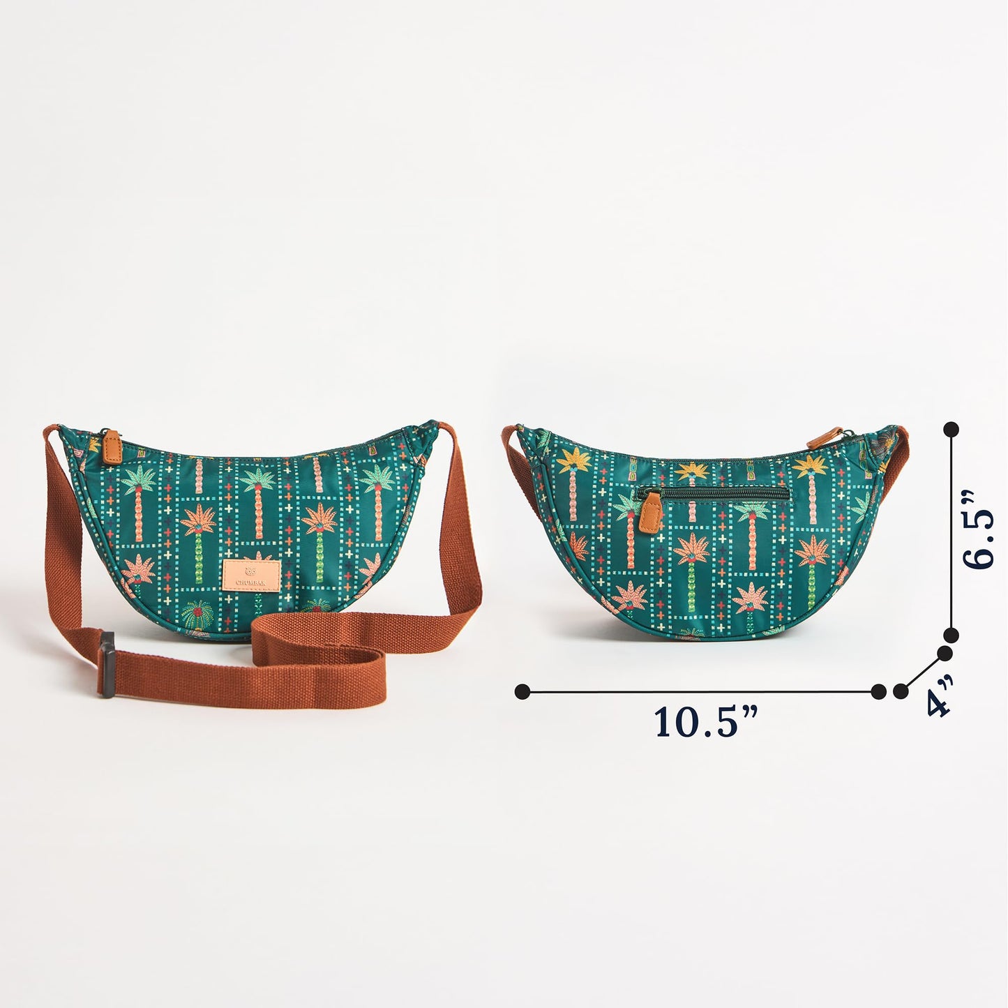 Chumbak Trippy Shoulder Bag - Palms, Digital Nomad, Fanny Bag for Women and Girls, Crossbody Purse Bag, Adjustable Strap, Mini Makeup Pouch