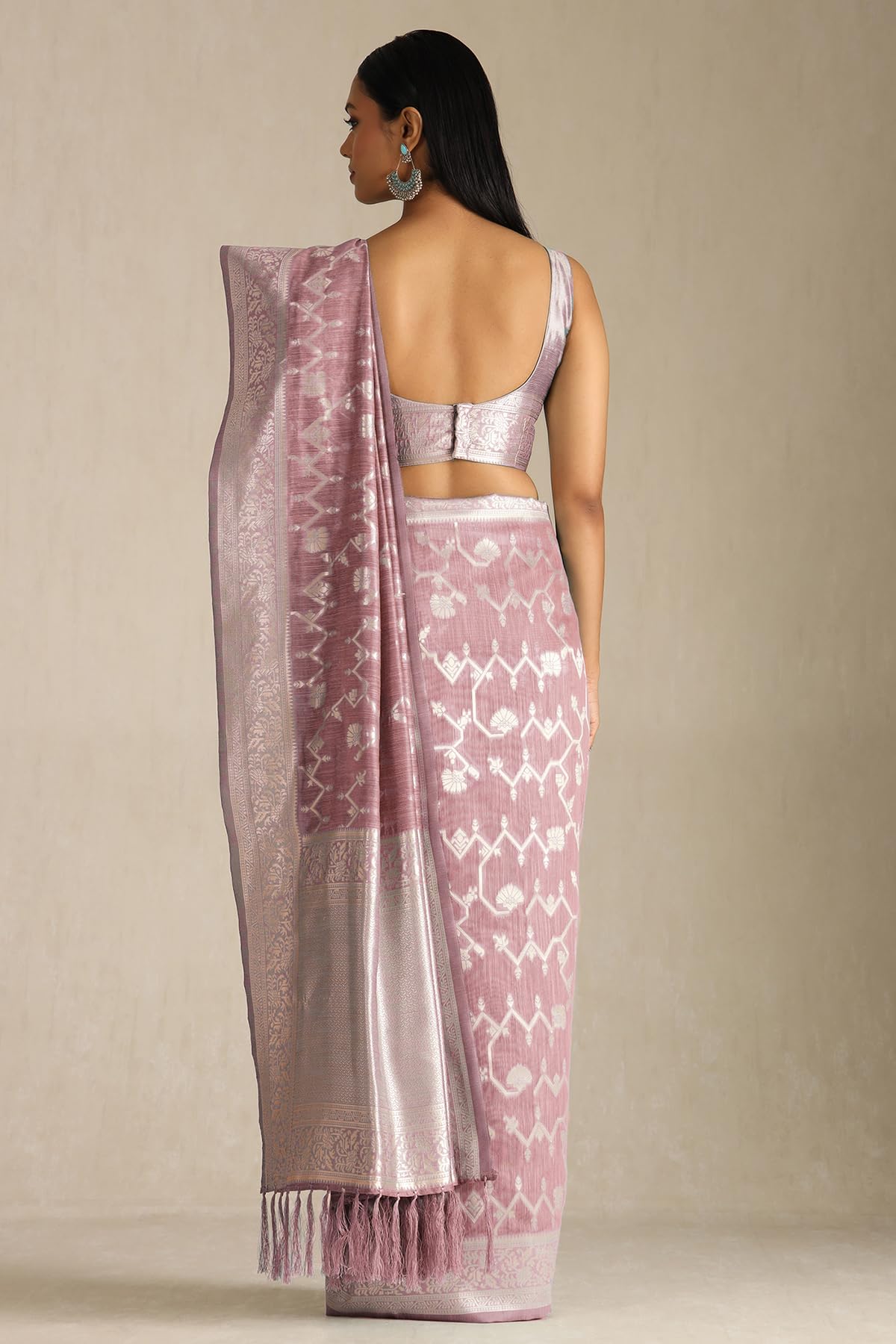 Soch Womens Beige Tussar Woven Design Saree With Zari Woven