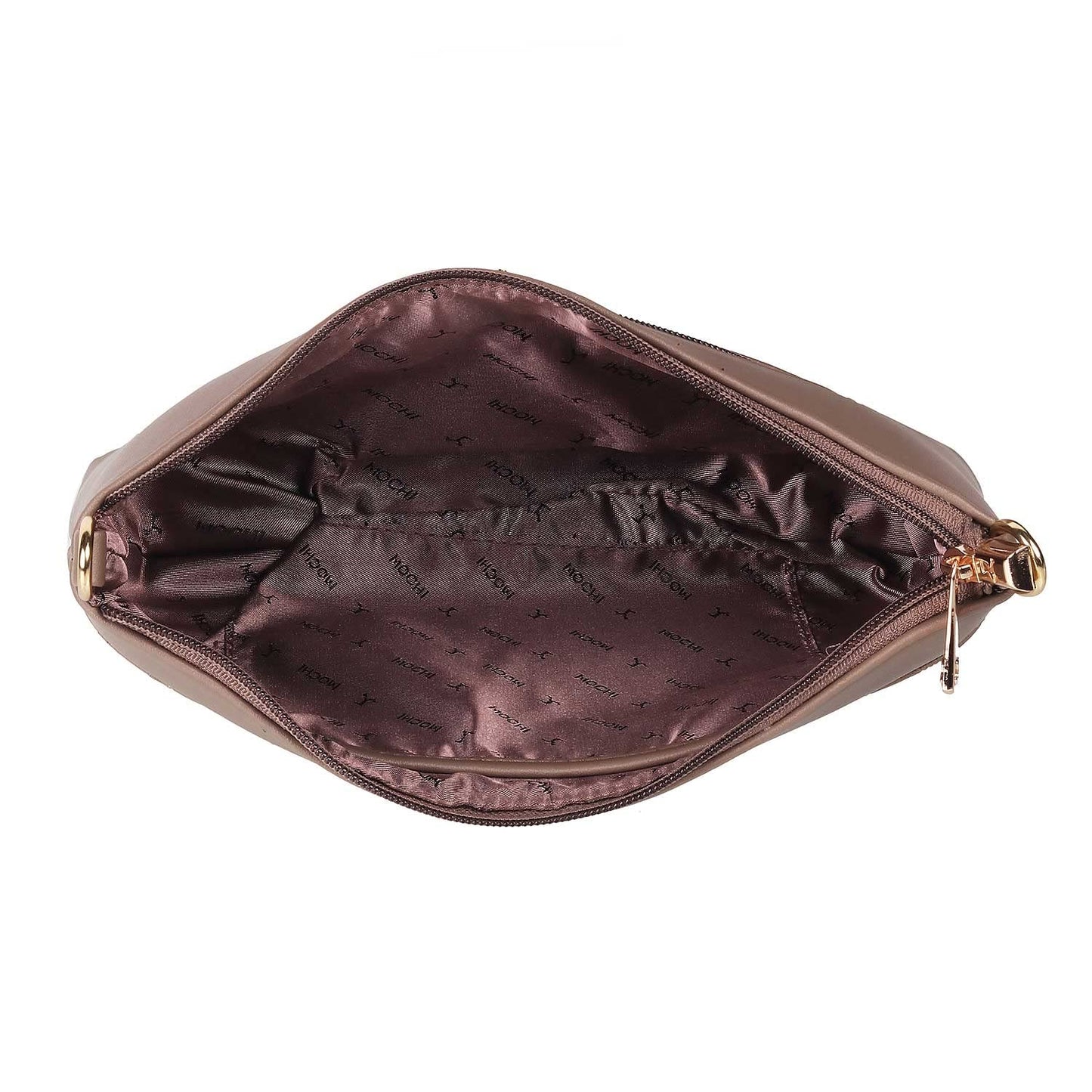 Mochi Light Brown Faux Leather Premium Zipper Casual Sling Bag For Women (66-7254)