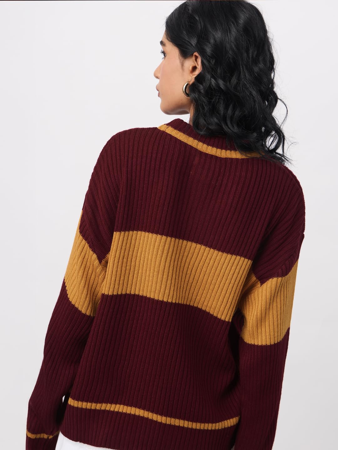 The Souled Store Harry Potter: The Bravehearts Women and Girls Long Sleeves Round Neck Brown Embroidered Acrylic Oversized Sweaters