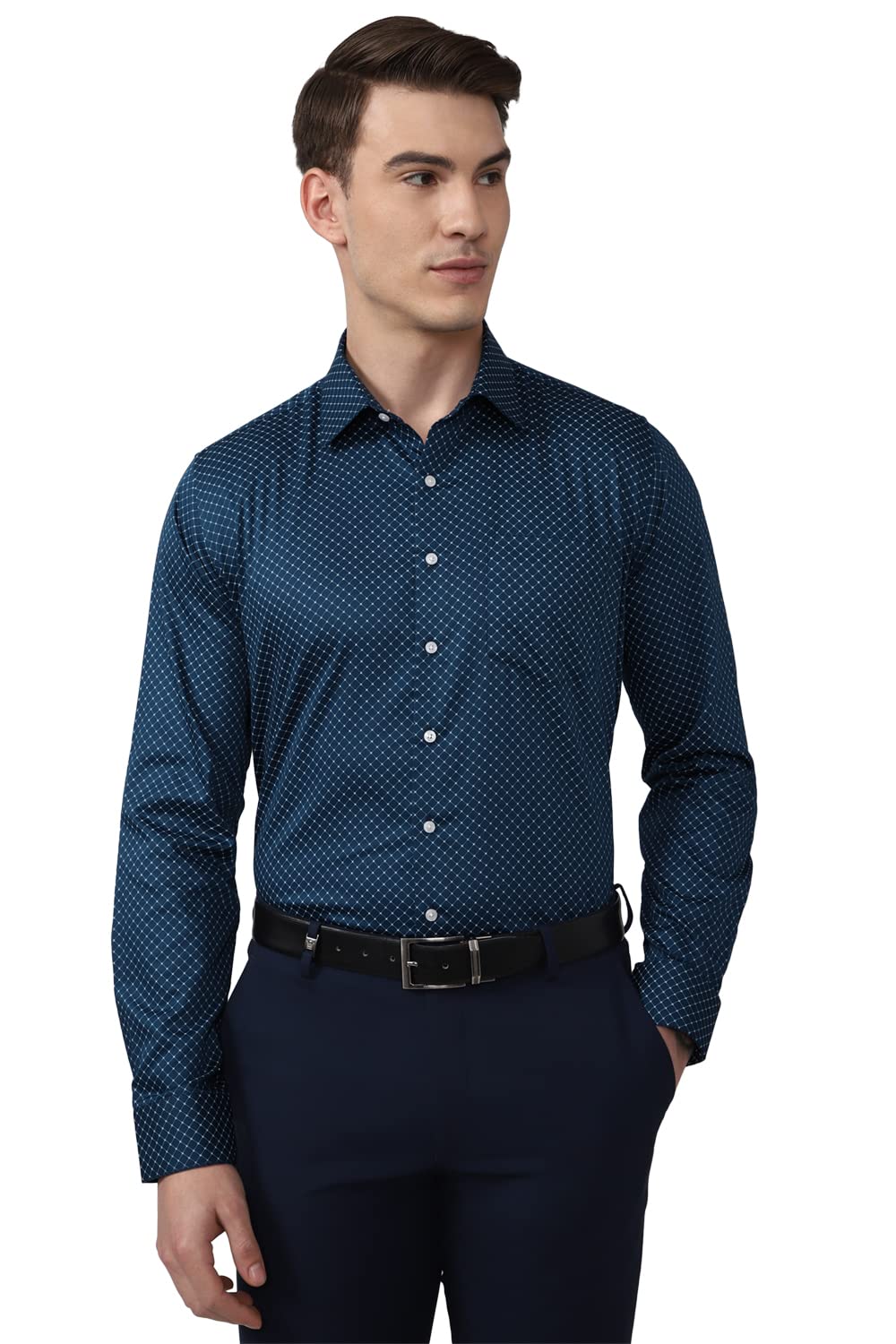 Van Heusen Men's Fitted Formal Shirt (VHSFRSLBU95055_Navy 40)