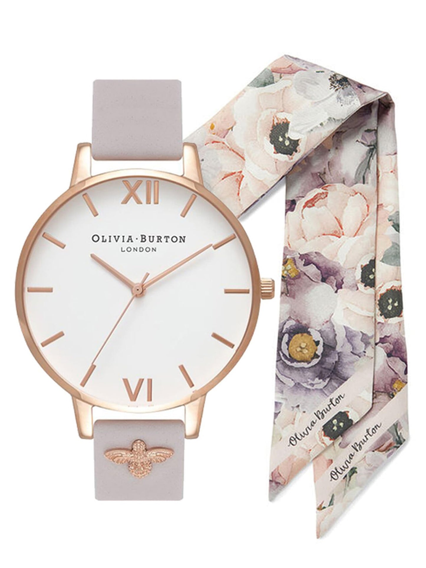 Olivia burton 3D Bee Qtz Basic White Round Dial Women's Analog Watch|Blush Leather Material|Blush Color Band - OBGSET52