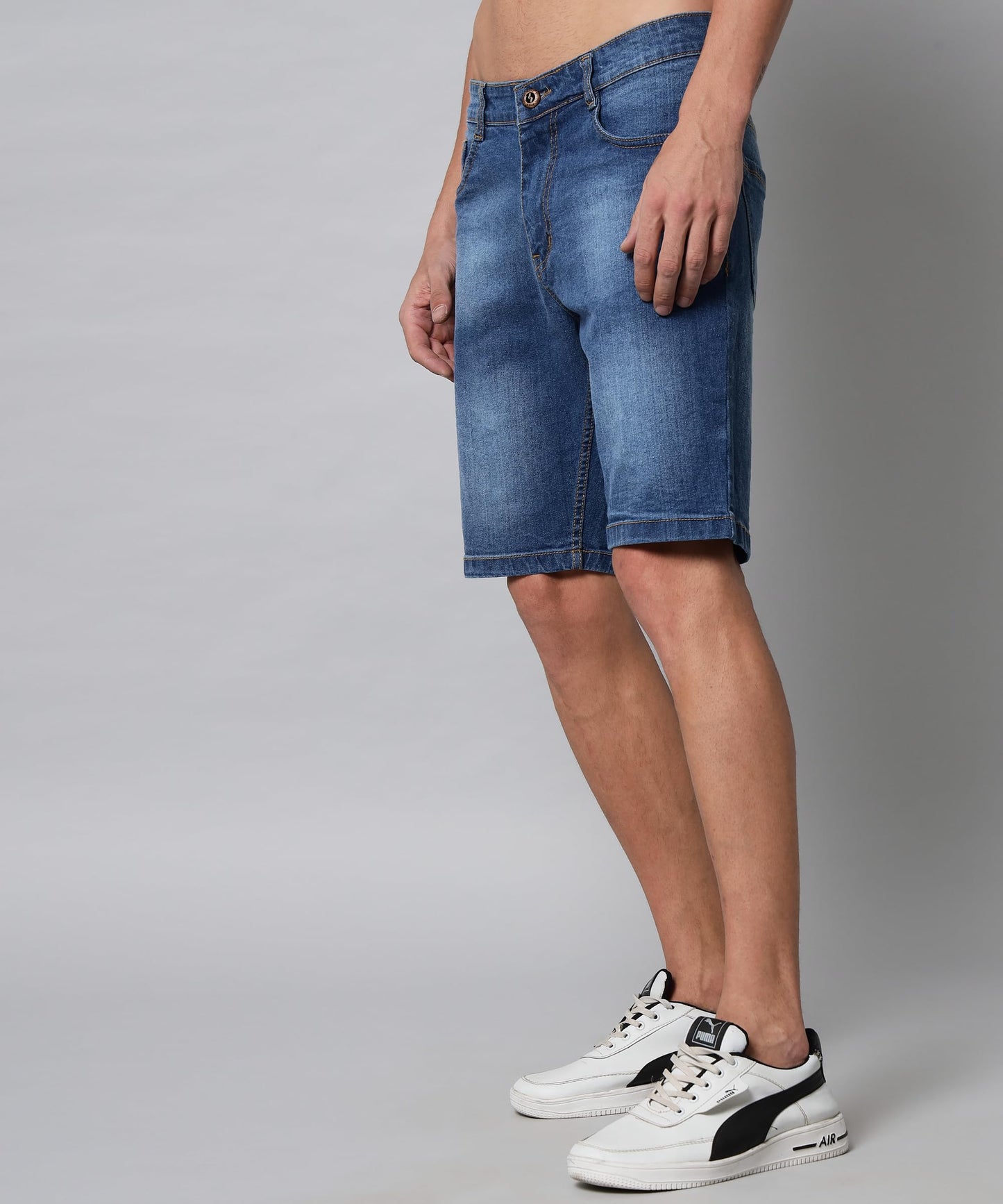 STUDIO NEXX Men's Cotton Denim Shorts - HIKE54_MEDBLUE_28 Blue