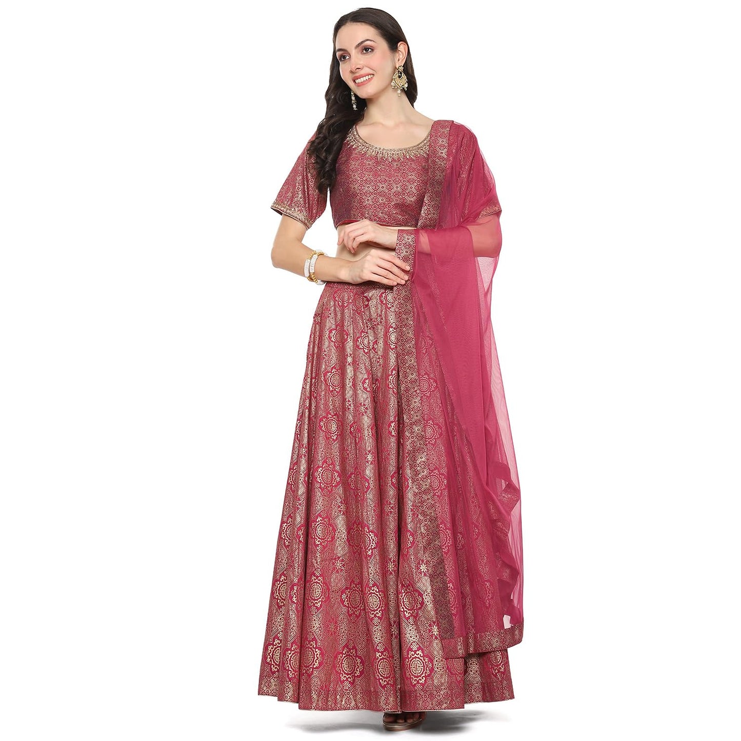 BIBA Women Cotton Blend Meganta Poly Dupion Straight Readymade Kurta Set (Skdasrtd8935Aw23Mgt_Purple_Large)