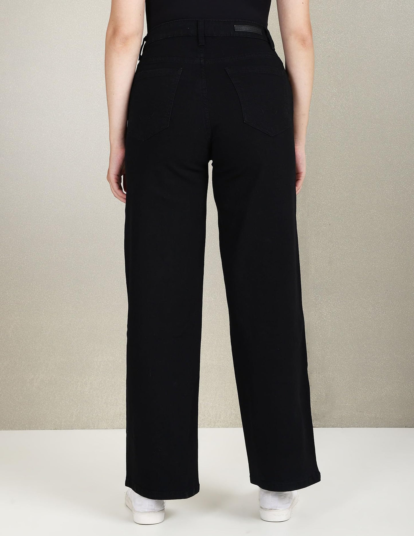 U.S. POLO ASSN. Women's High Rise Wide Leg Jeans (UWSS23JN005_Black_28)