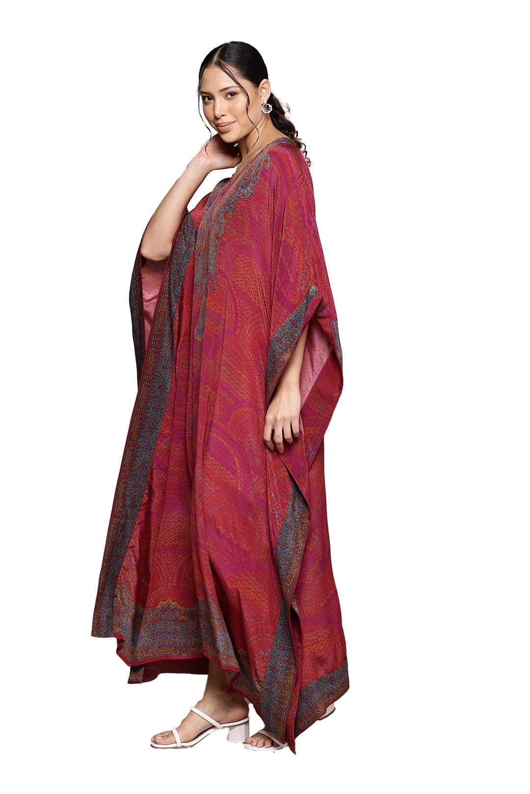 Ritu Kumar Pink Aboriginal Kaftan Dress with Camisole