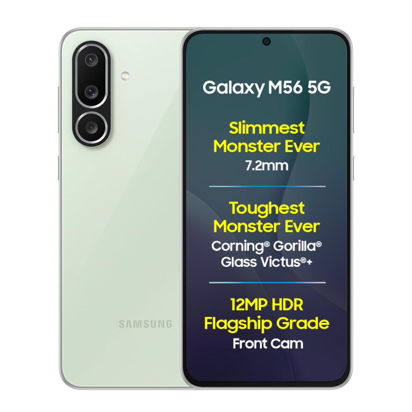 Samsung Galaxy M56 5G (Light Green, 8 GB RAM, 128 GB Storage) | Slimmest Phone in the Segment | Gorilla Glass Victus+ | 10 Bit HDR Video | Enhanced Nightography | 4nm Processor | Vapor Cooling Chamber