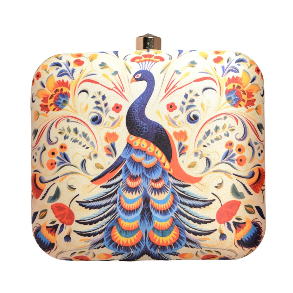 Artklim Peacock Printed Clutch