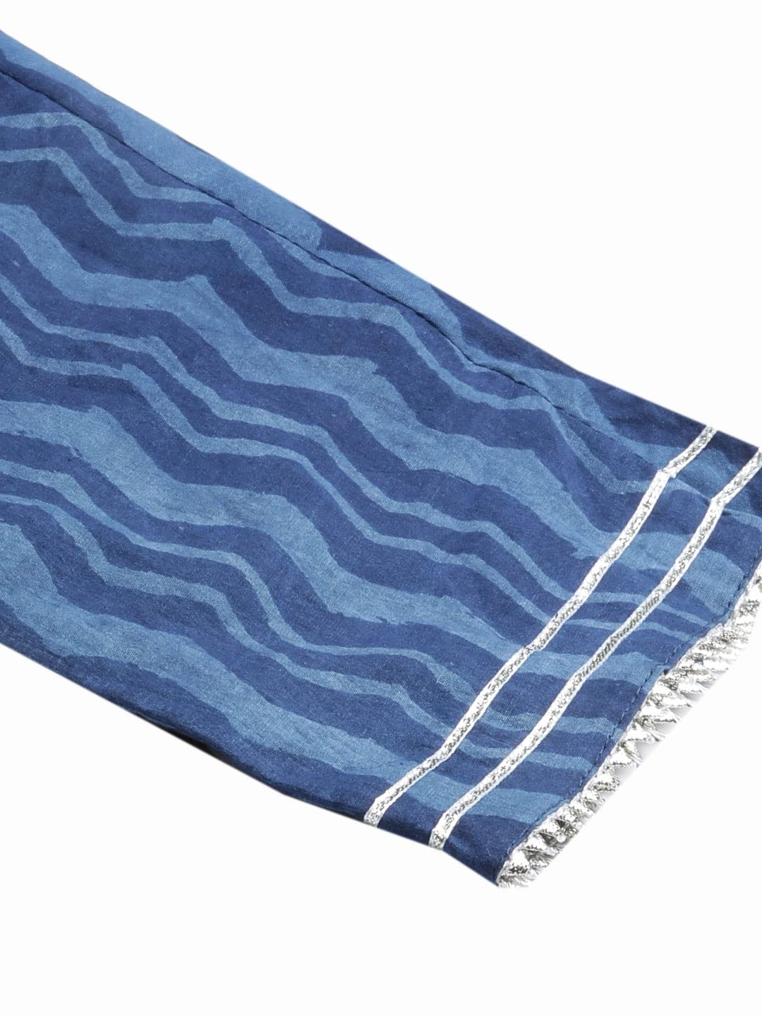 Divena Indigo Hand Block Printed Anarkali Kurta Pant Set with Dupatta-DK0747-3XL