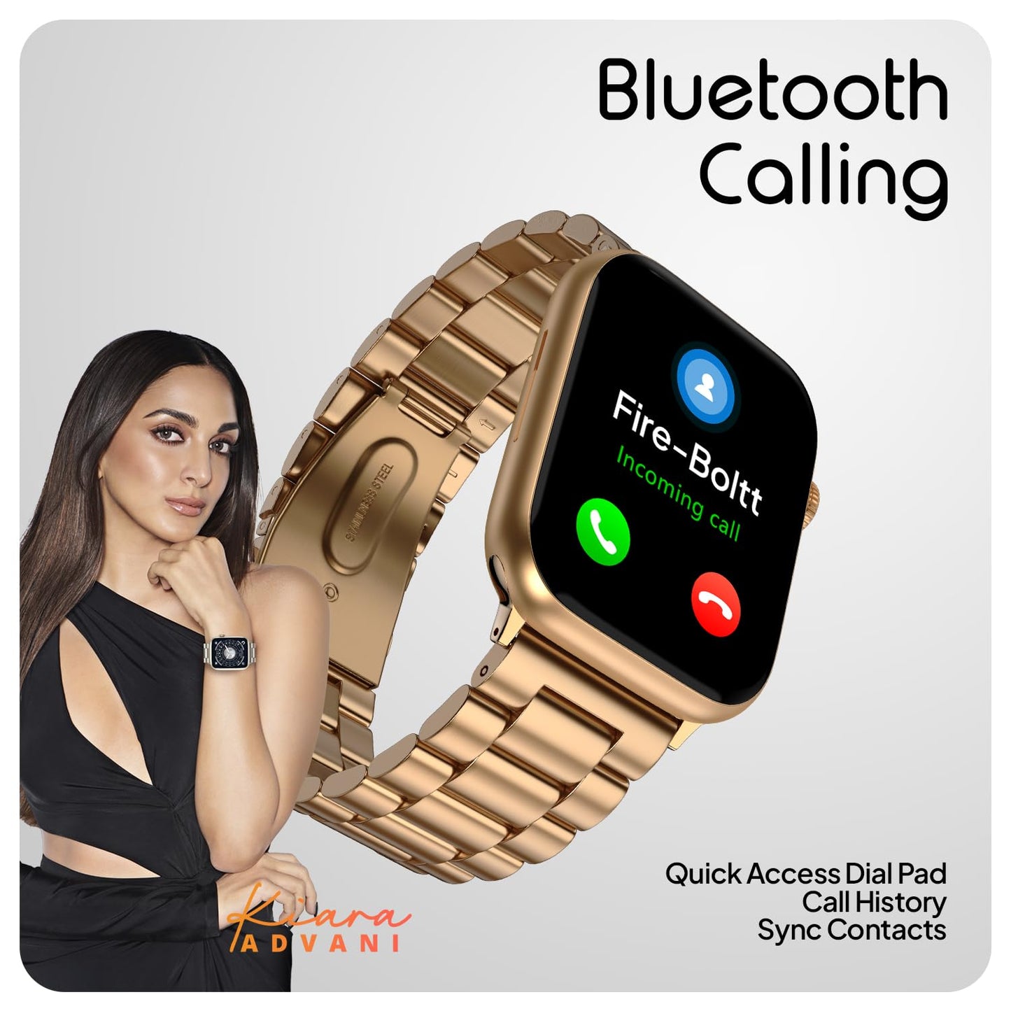 Fire-Boltt Newly Launched Vogue Large 2.05" Display Smart Watch, Always On Display, Wireless Charging, App Based GPS with Bluetooth Calling & 500+ Watch Faces (Chain Rose Gold)