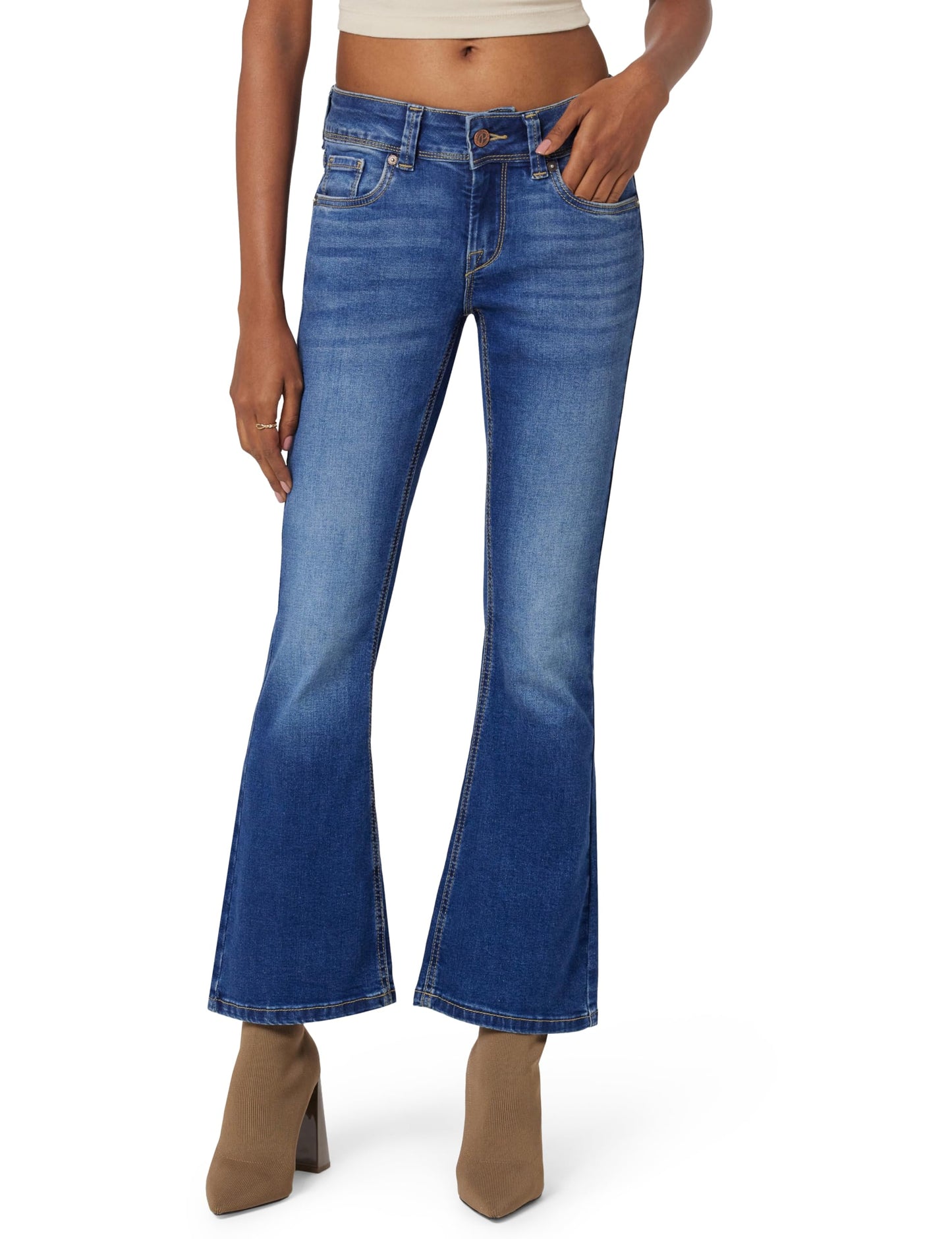 Pimlico Blue Mid Waist Flared Jeans