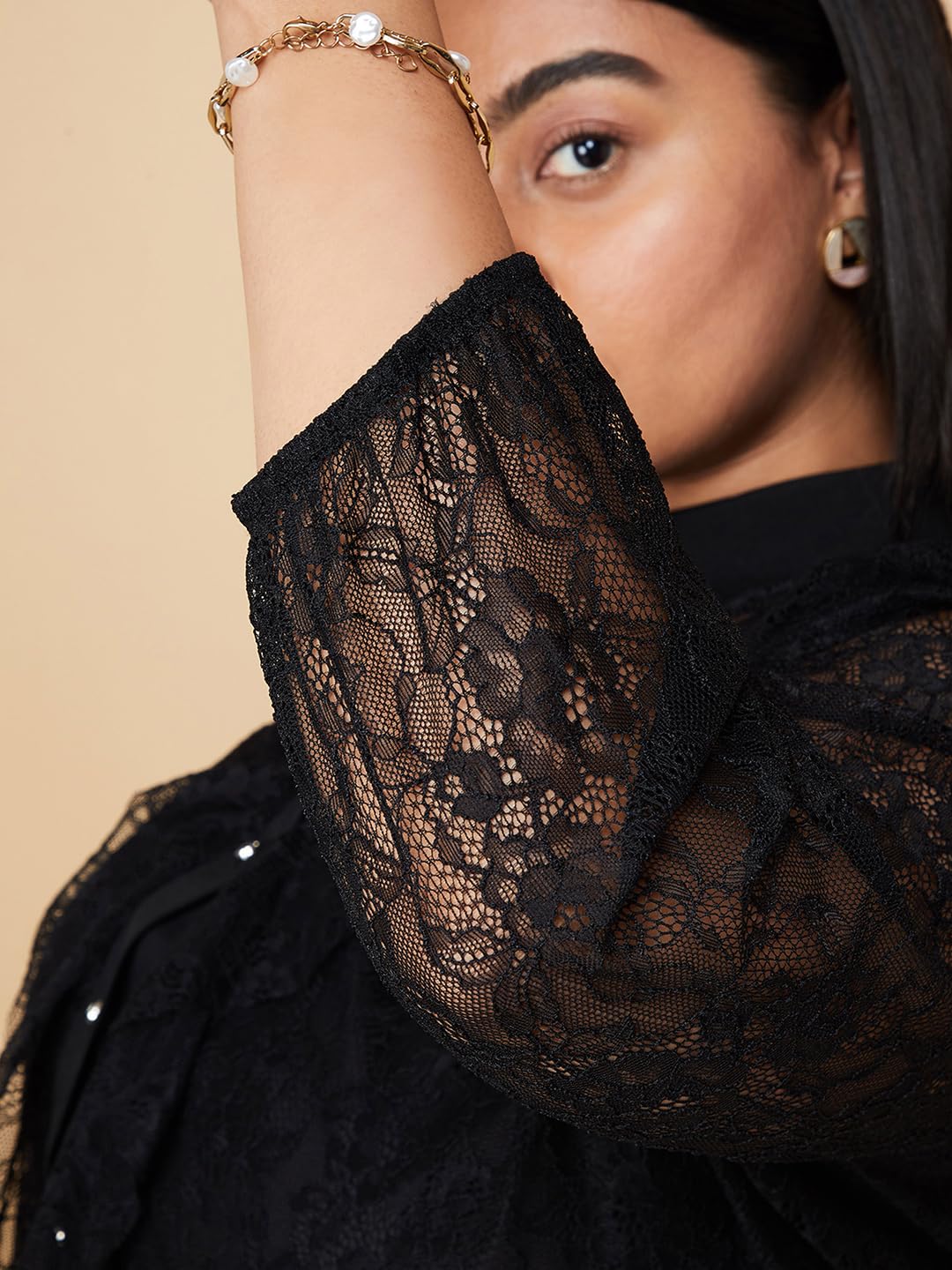 Max Women Plus Size Lace Blouse with Camisole (SR3106P_Blush)