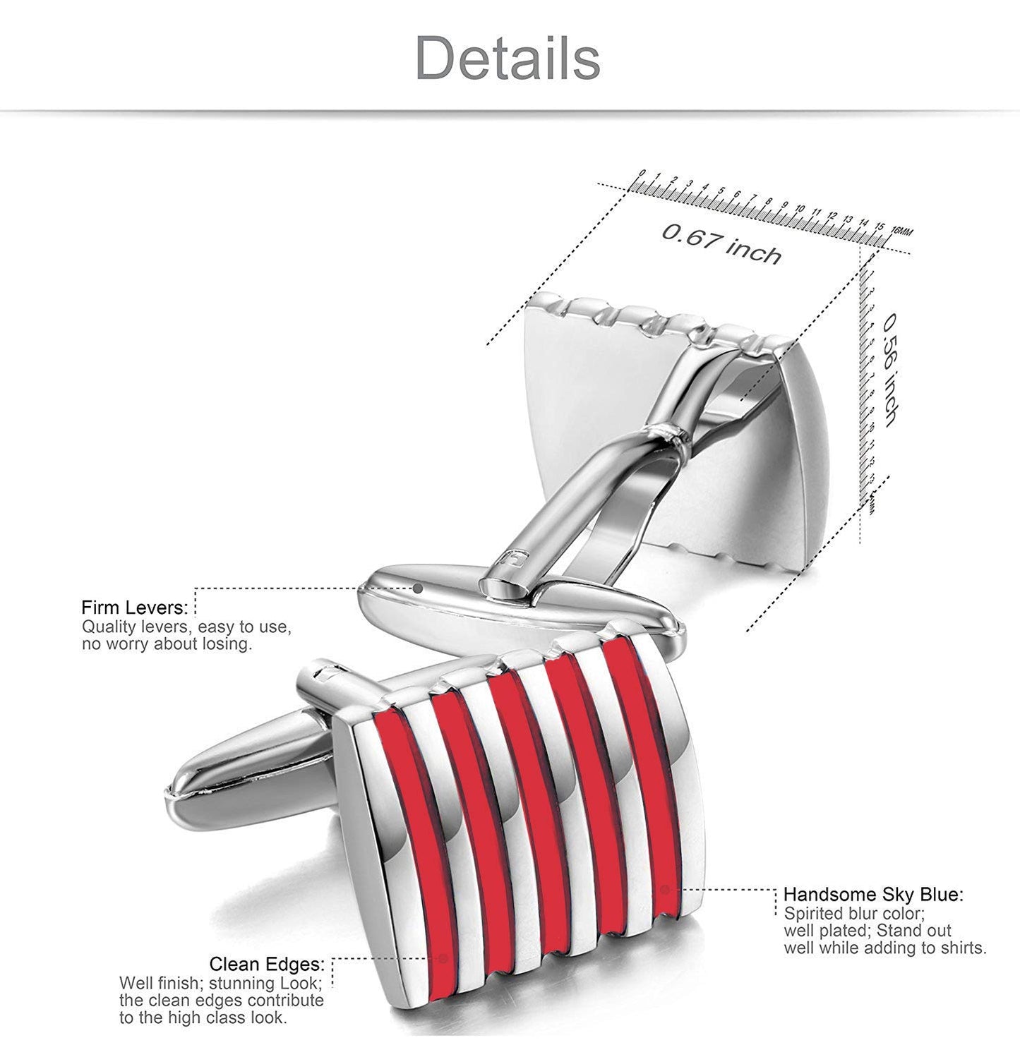 Peora Red Non-Precious Metal Unique Shirt Cufflinks for Men