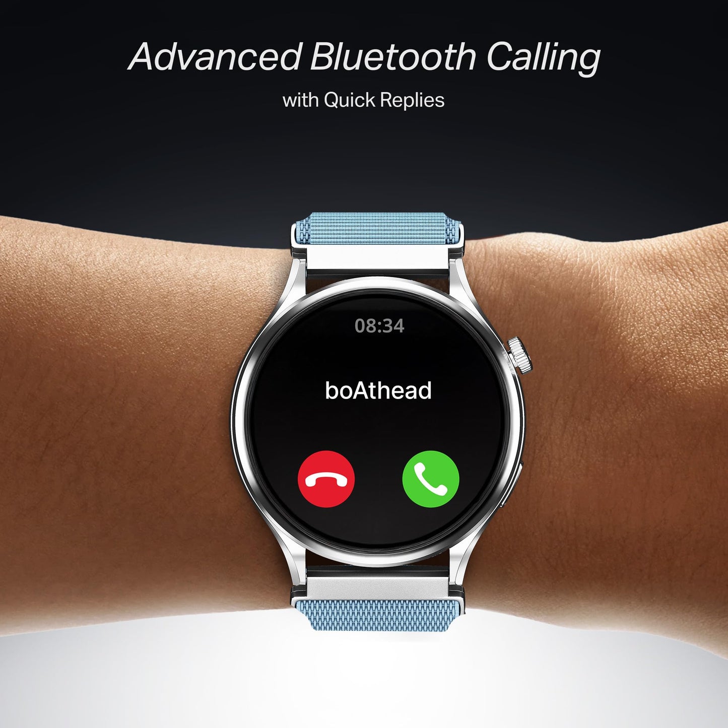 Boat Lunar Discovery Pro, 1.39" HD Display, QR Tray, Emergency SOS, Functional Crown, Multiple Sports Modes, BT Calling, HR, SpO2 & Sleep Tracking, Smart Watches for Men & Women (Sports Blue)