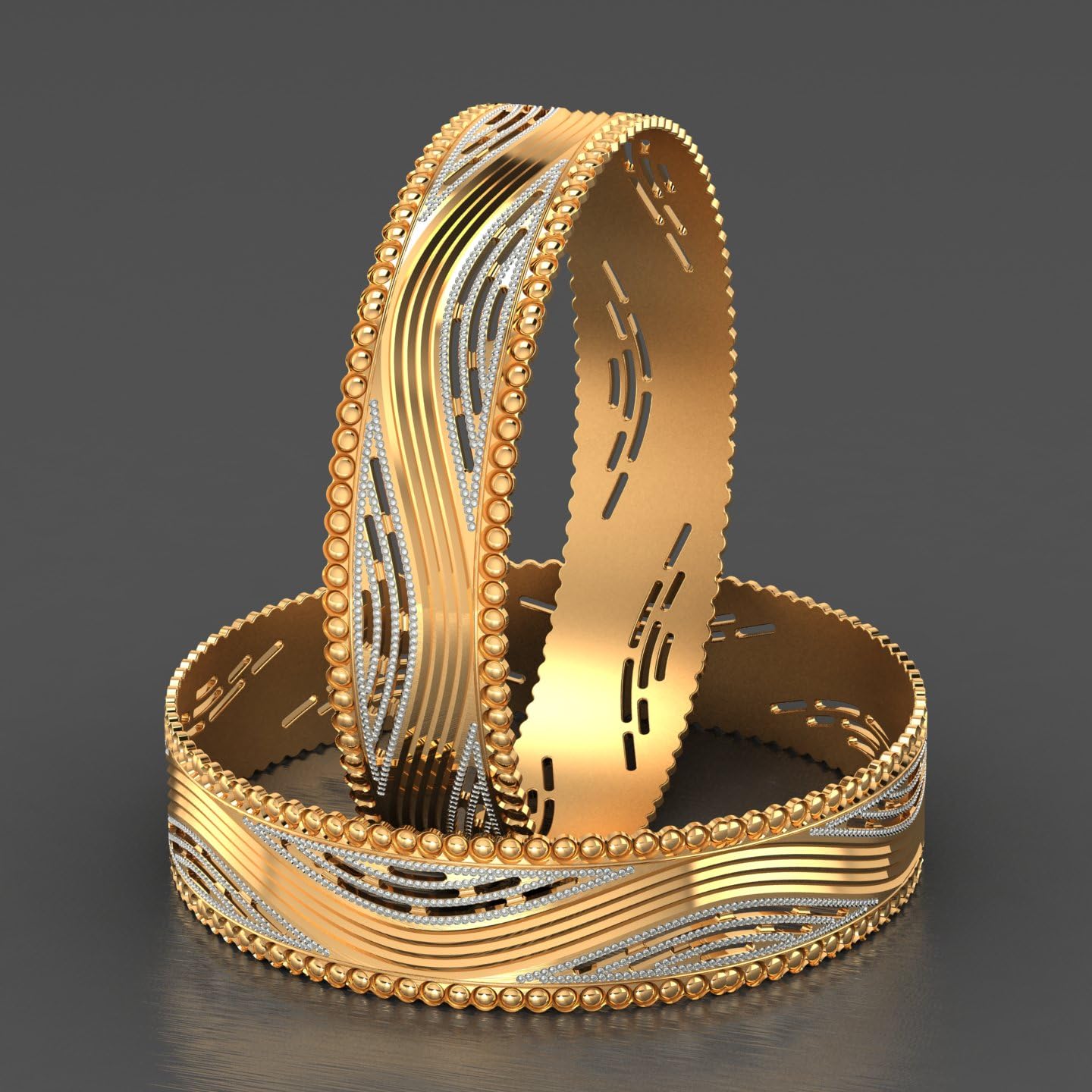 CYGNI BANGLES Elegant Gold-Plated Bangles for Women Traditional Design Jewelry (1 Pair)(F2-B-98)