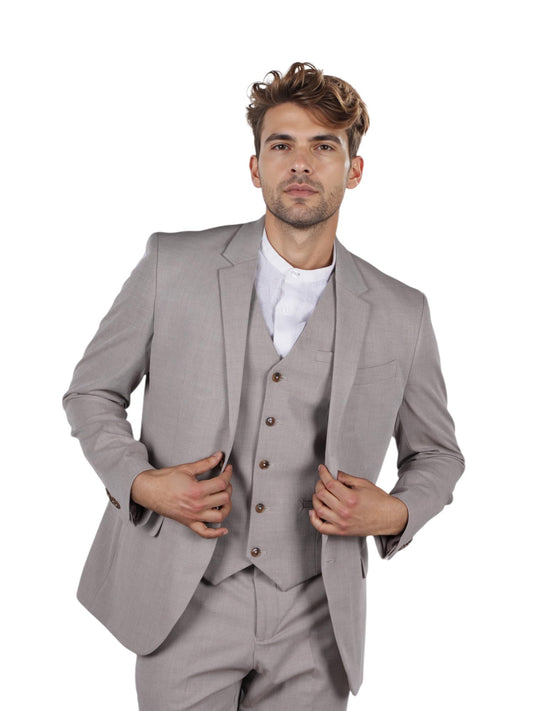 Celio Men Beige Solid Regular Fit Viscose Rayon Formal Blazer (3596656264394, Beige, 40)