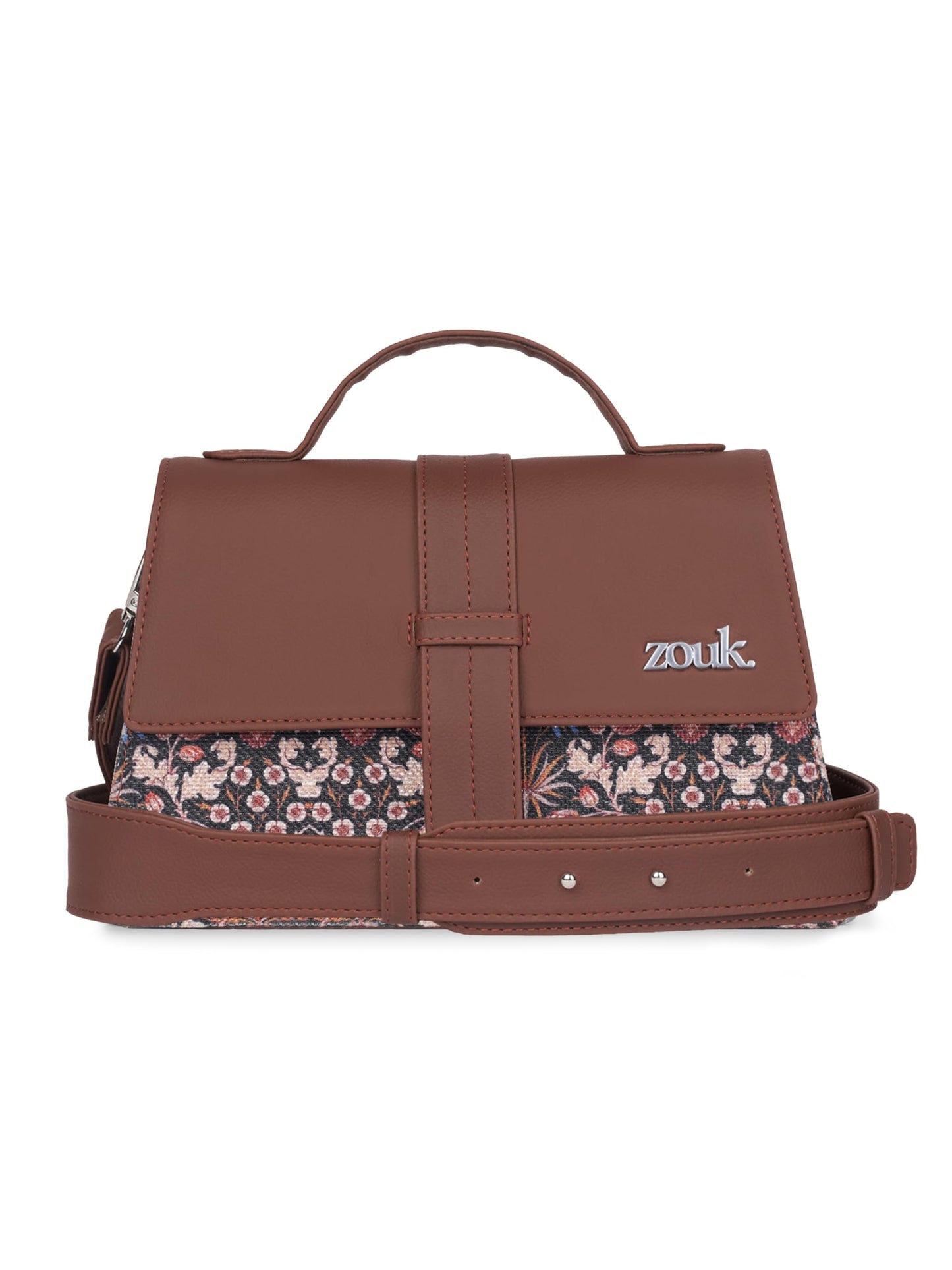ZOUK Kriti Sanon Iconic Evening Satchel for Women | Flap Closure Handbag | Sling & Shoulder Bag | Satchel Bag for Party, Office & Everyday Use | Kashmir Blooms