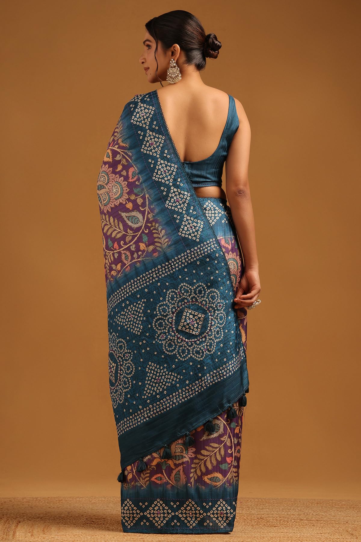 Soch Womens Purple Tussar Botanical Saree