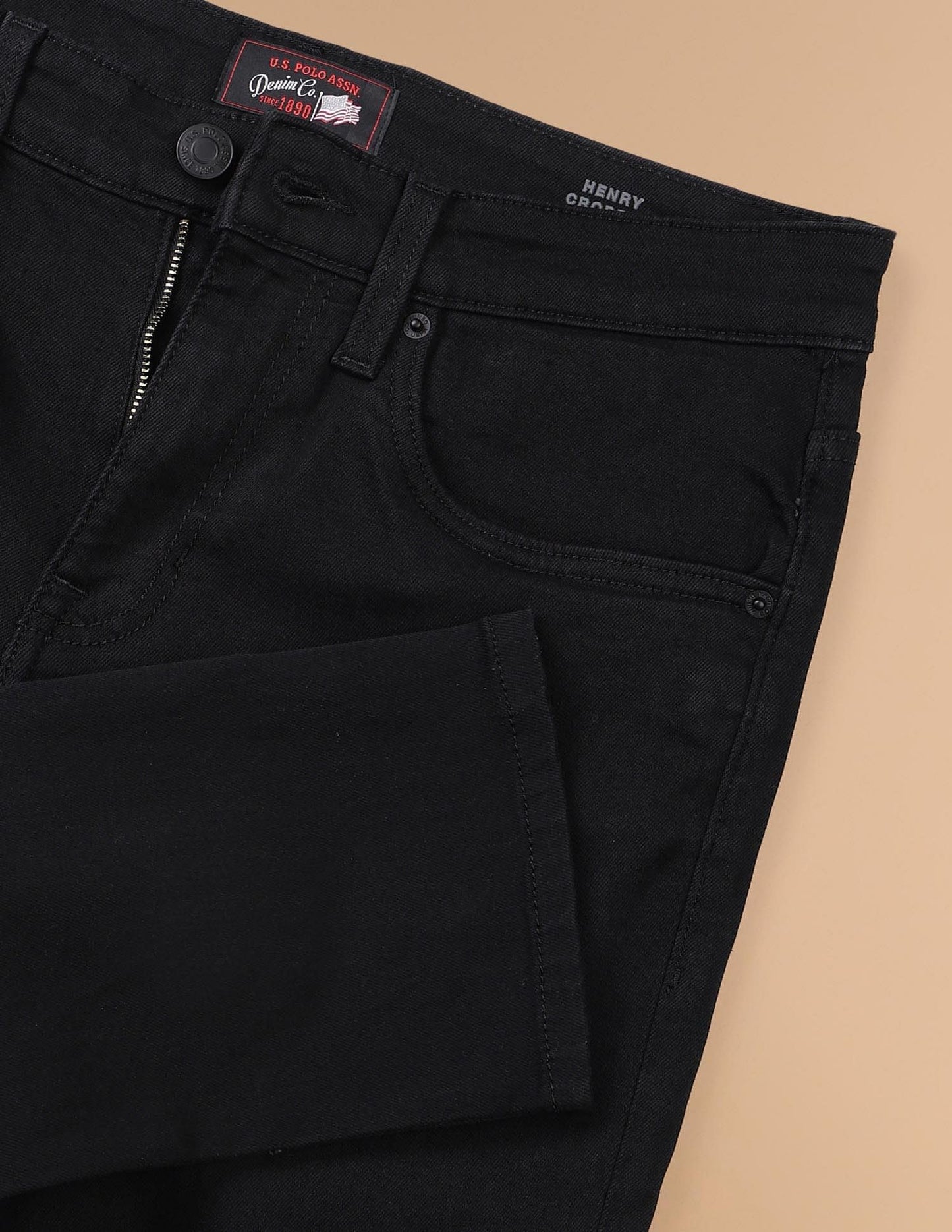 U.S. POLO ASSN. Men's Mid Rise Tapered Jeans (UDJENO1285 Black, 32