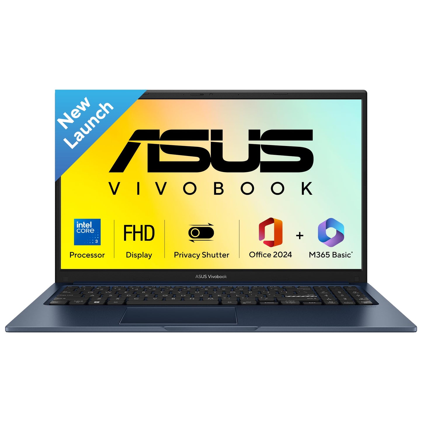 ASUS Vivobook 15 (2026),Intel Core 3 100U (14th Gen),Intel iGPU, 8GB/512GB, FHD, 15.6"(39.6 cm),Windows 11 Home,M365 Basic(1 Year)* Office 2024,Quiet Blue,1.7 Kg, X1504VAP-BQ1322WS,Thin & Light Laptop