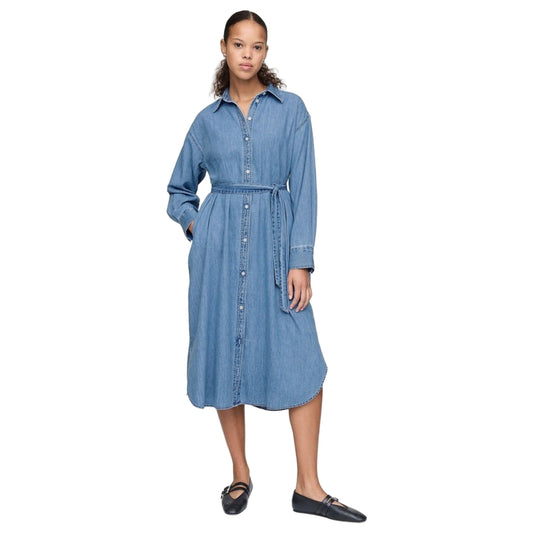 GAP Women's Cotton Classic Above The Knee Casual Dress (442695728_Blue