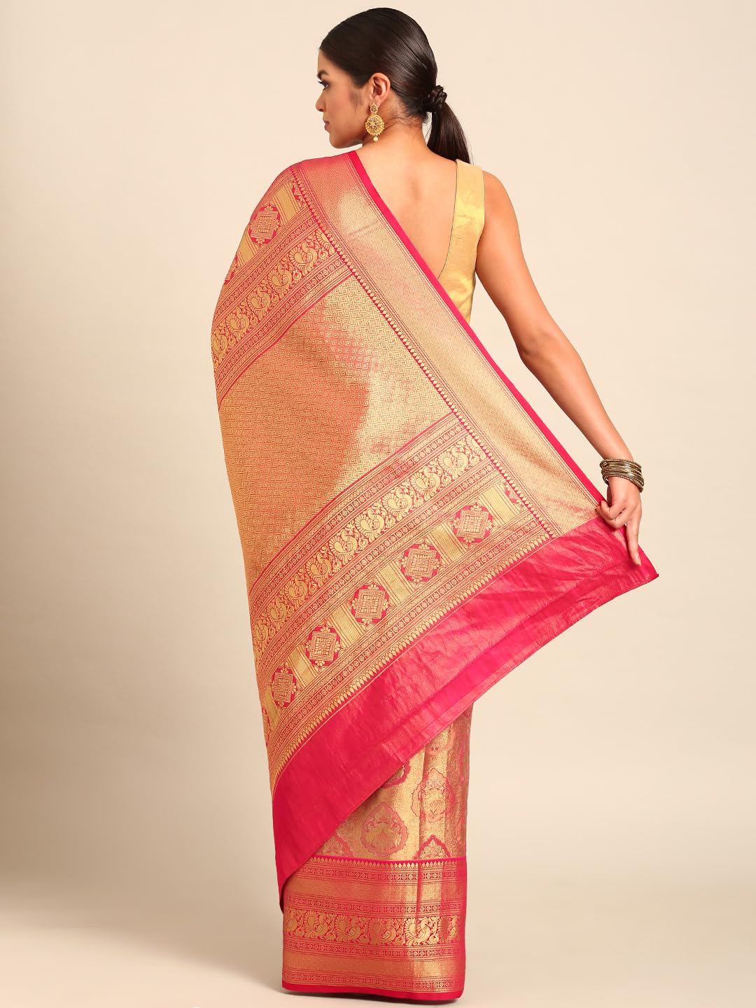 MOHEY Rani Art Silk Zari Weave Saree for Women