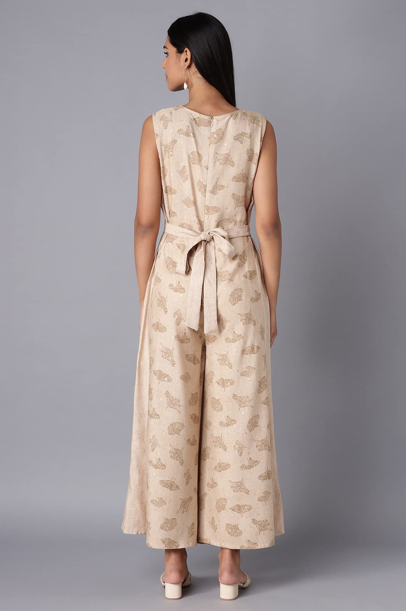 W for Woman Almond Beige Printed Jumpsuit_22FEW17275-116737_3XL