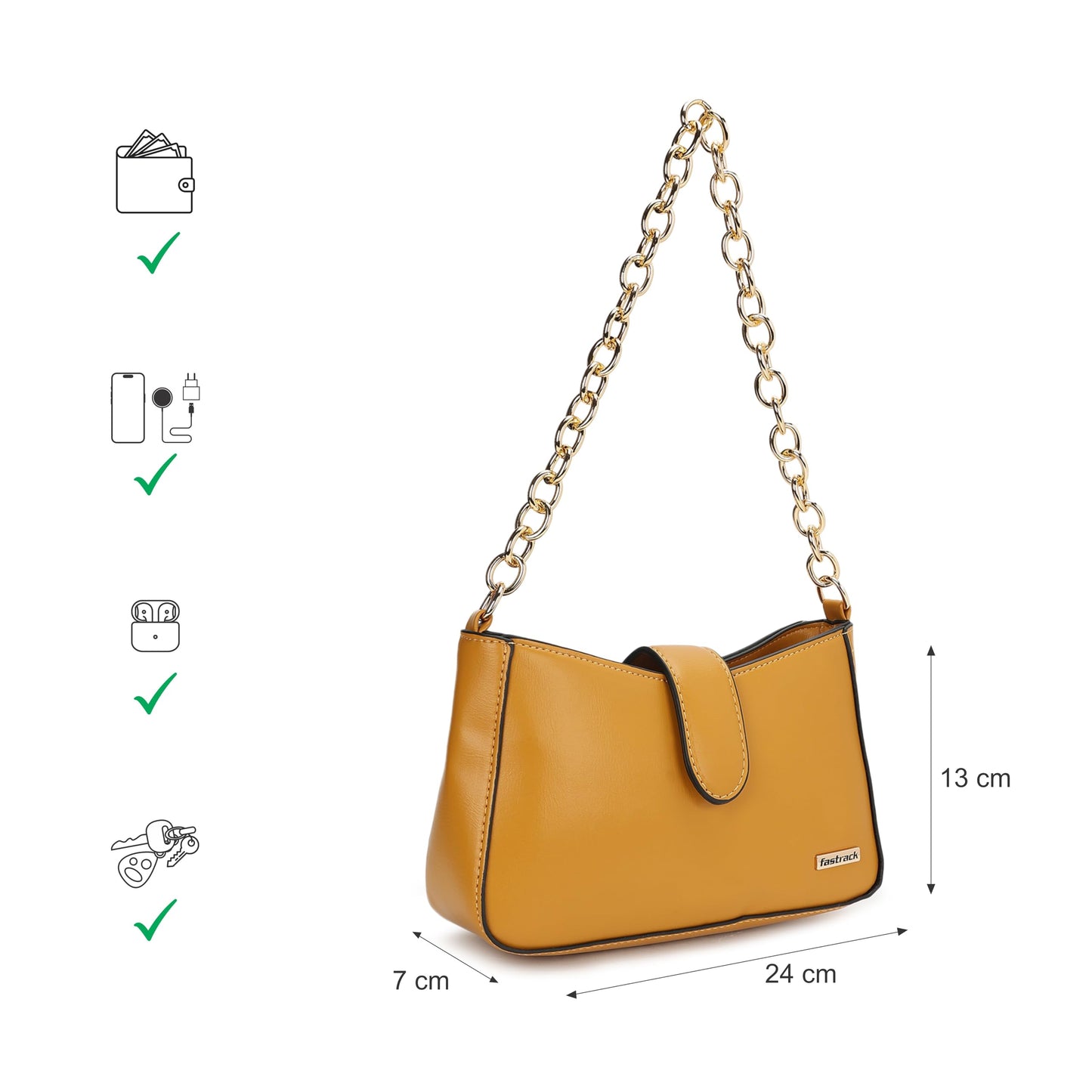 Fastrack Women's Shoulder Bag (Mustard)