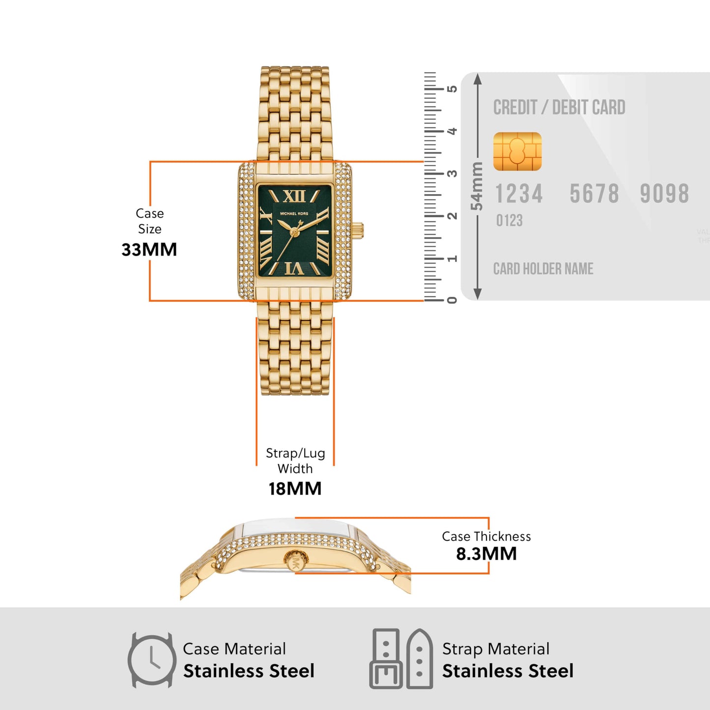 Michael Kors Brass Analog Green Dial Women's Gold Strap Watch-Mk4742