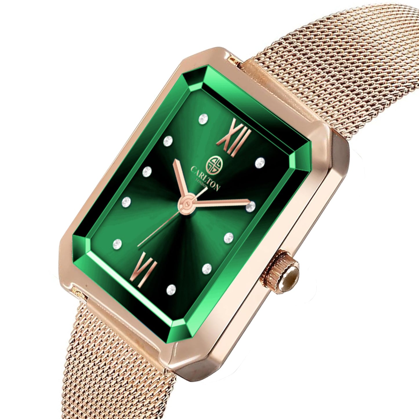 Carlton London Brixton Women Stainless Steel Analog Watch | Gold-Green Waterproof Watches for Women Girls Ladies | Fashionable Trendy Quartz Movement Wrist Watch - CLRGMGRN