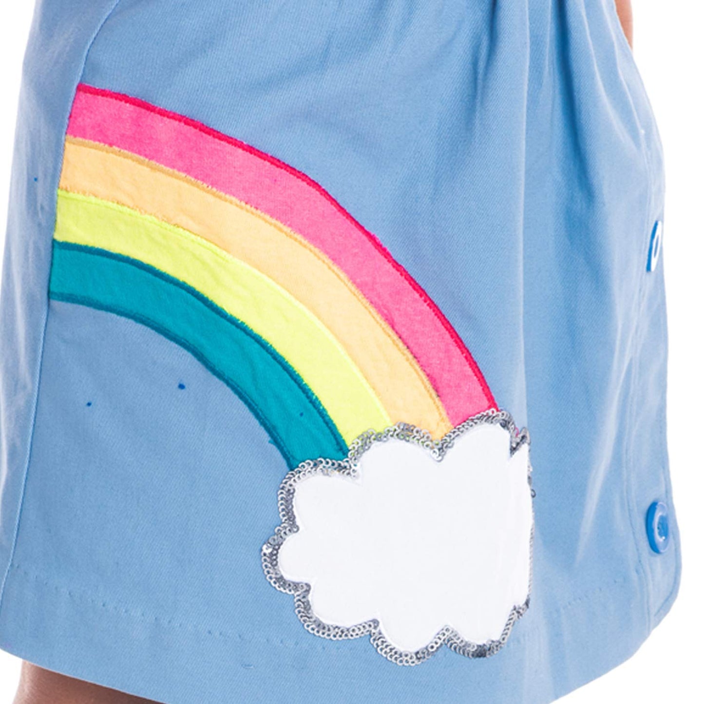 Cherry Crumble Blue Applique 100% Cotton Casual Wear Regular Fit Applique Summer Skirt for Girls