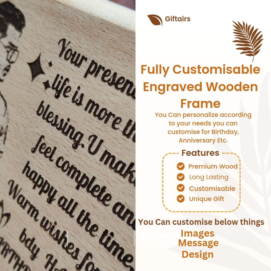 Giftairs Customized Engraved Wooden Best Friend Photo Frame, Personalize Engraved Wooden Plaque for Best Friend/Sister/Besties Forever (4X5 Inch)