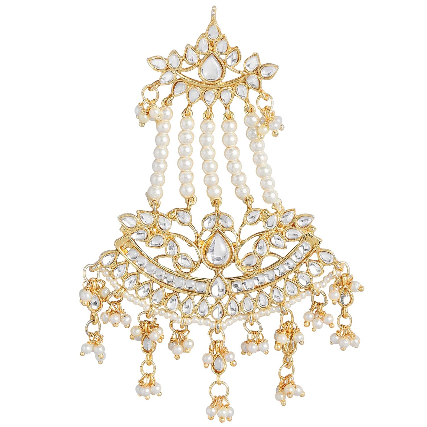 Peora Gold Plated Kundan & Pearl Pasa/Hair Kalank Traditional Jewellery for Women