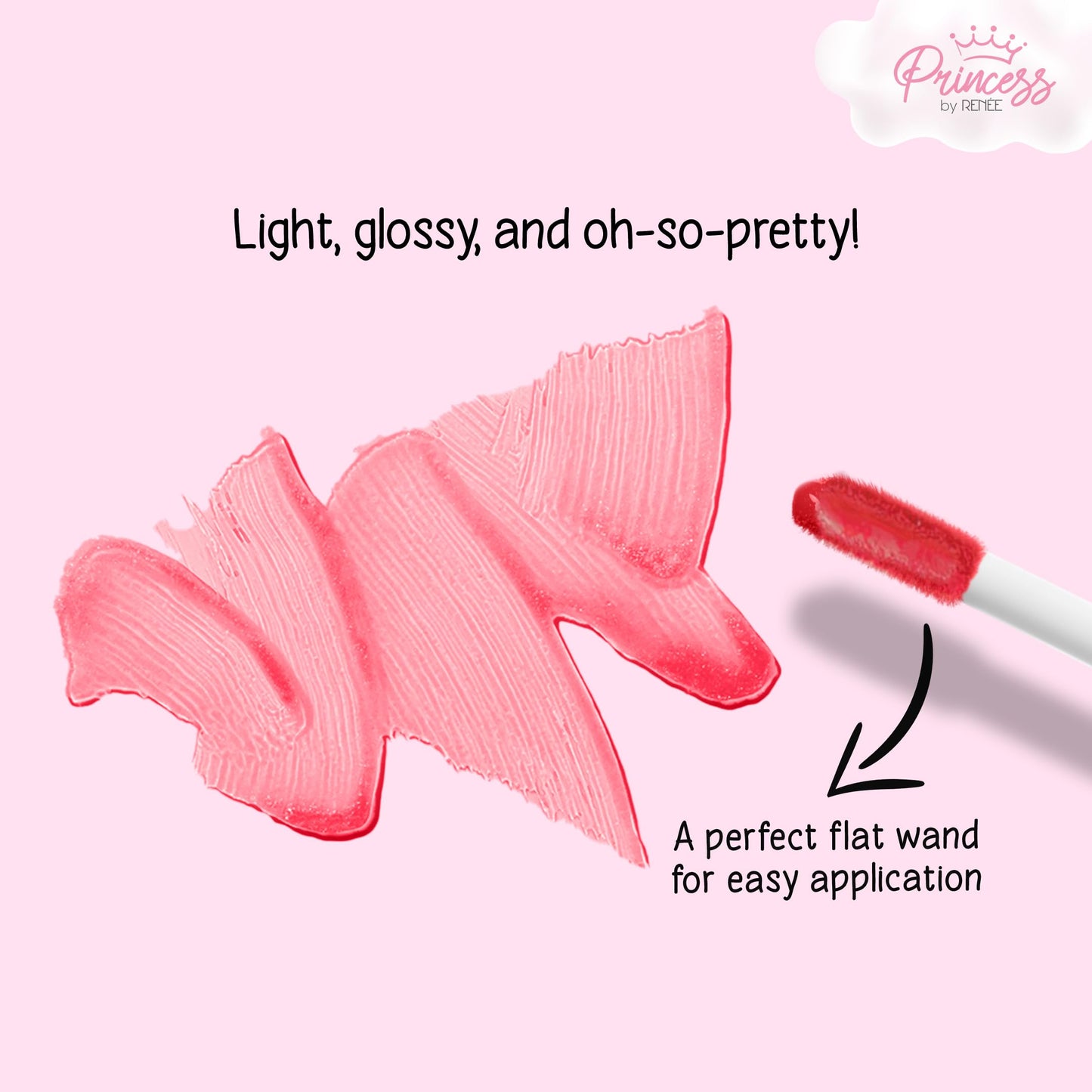 Princess by RENEE Royal Shine Lip Gloss Set, Soft, Shiny & Nourishing, Lightweight, Non-Sticky, Enriched with Strawberry Seed Oil, Jojoba & Avocado Oil, 5 Gentle Shades for Young Lips, 1.2Ml Each