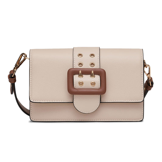 Miraggio Women Adrianne Sling Bag With Adjustable & Detachable Broad Strap |Casual Sling Bags Stylish | Structured Crossbody Bag, Beige