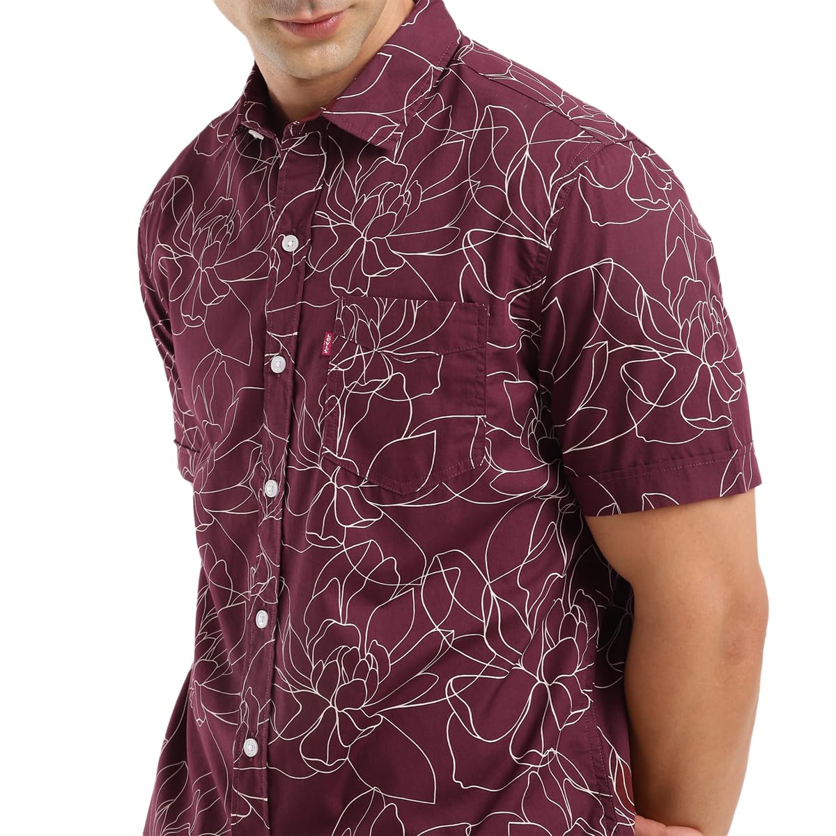 Levi's Men's Cotton Geometric Slim Fit Shirt (32908-0325_Red, Medium