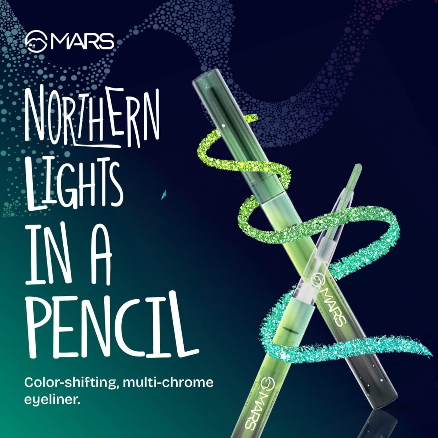 MARS Northern Lights In A Pen Retractable Eyeliner (0.35gm) (01-SWEDISH AURORA) | Duo-Chrome Shimmer Effect | Long-Lasting | Water Restiant & Smudge-Resistant | Silky Smooth Glide | All Day Wear