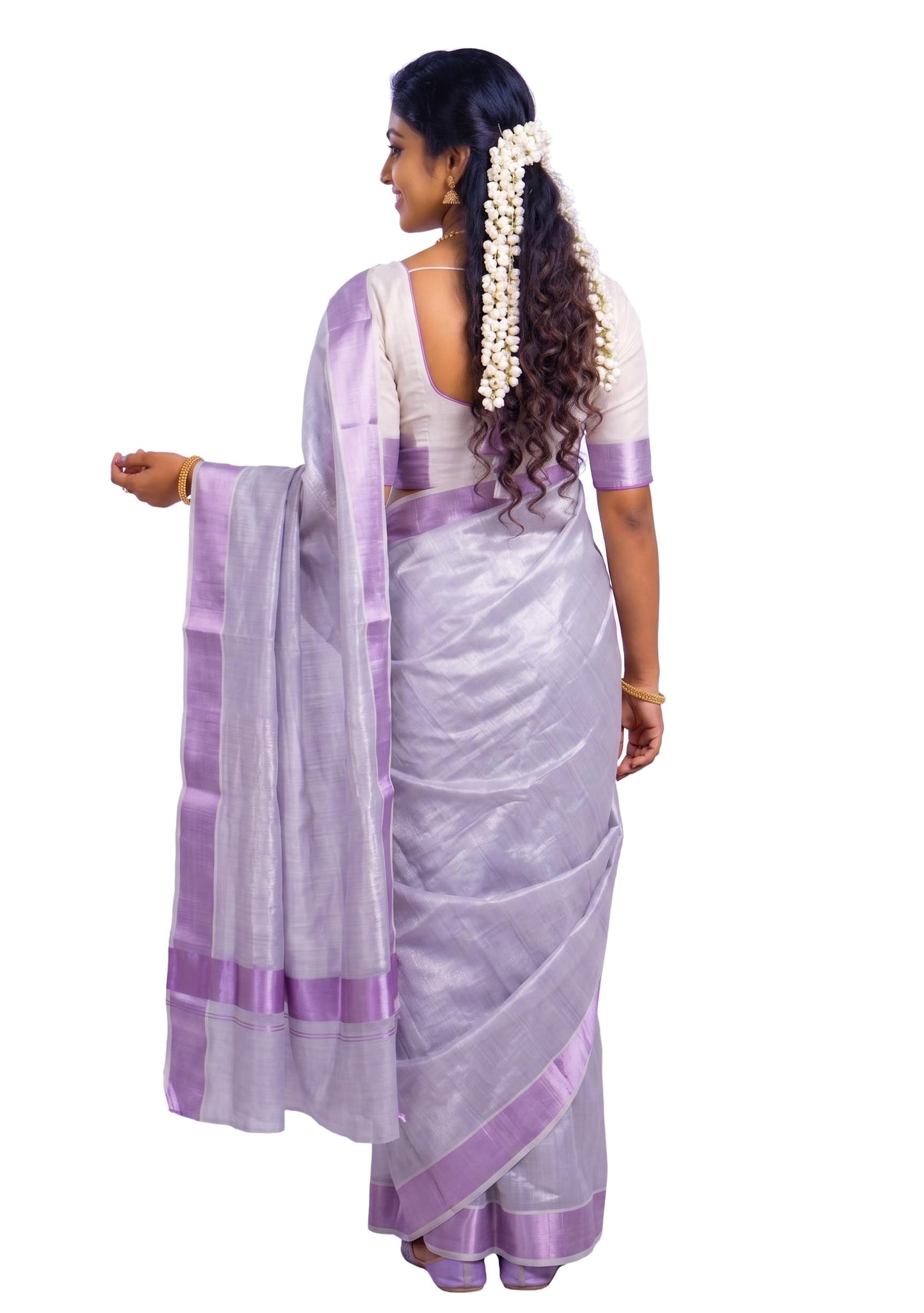 YETTALAN® Kerala Traditional Tissue Saree for Women with Running Blouse | South Indian Ethnic Saree for Weddings Onam Vishu Temple Wear & Festivals (Rose Copper Tissue)