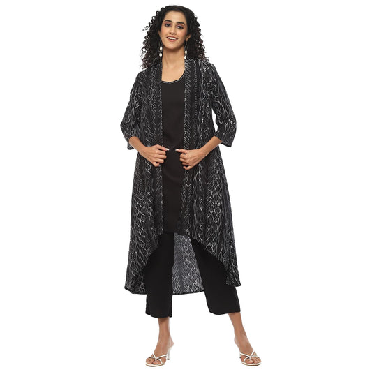 BIBA Women Printed Straight Mix and Match(Work WEA2134_Carbon Black_40)