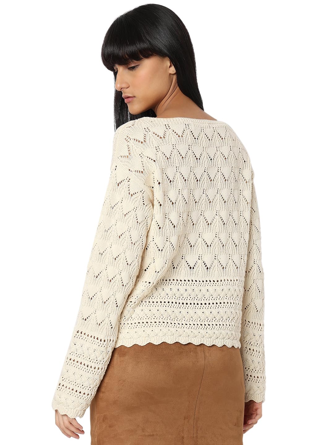 VERO MODA Women's Regular Fit Beige Sweater
