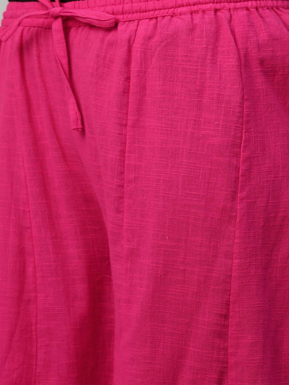 ishin Women's Pure Cotton Printed A-Line Kurta suit set With Palazzo Kurplpramff-846_S_Pink