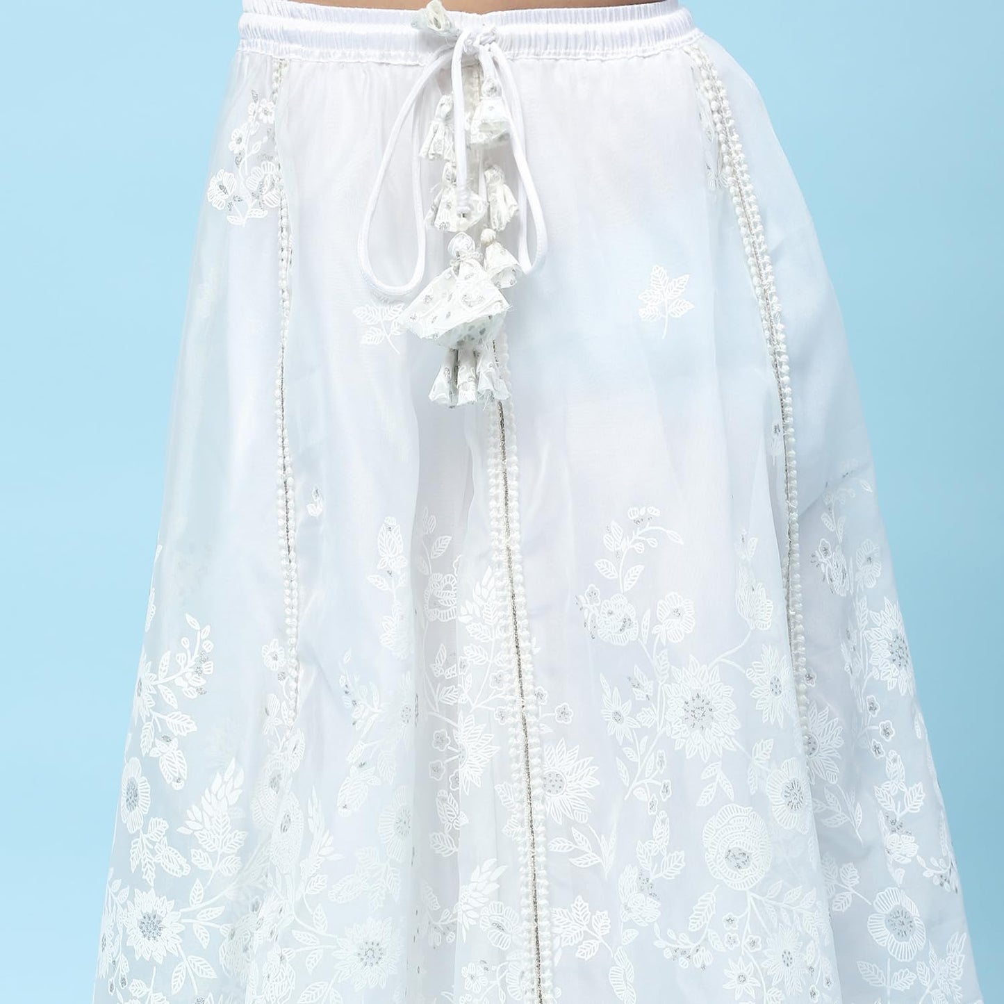 BIBA Girls PRINTED STRAIGHT KID(KWWHITE BLOOMS5769_WHITE_15)