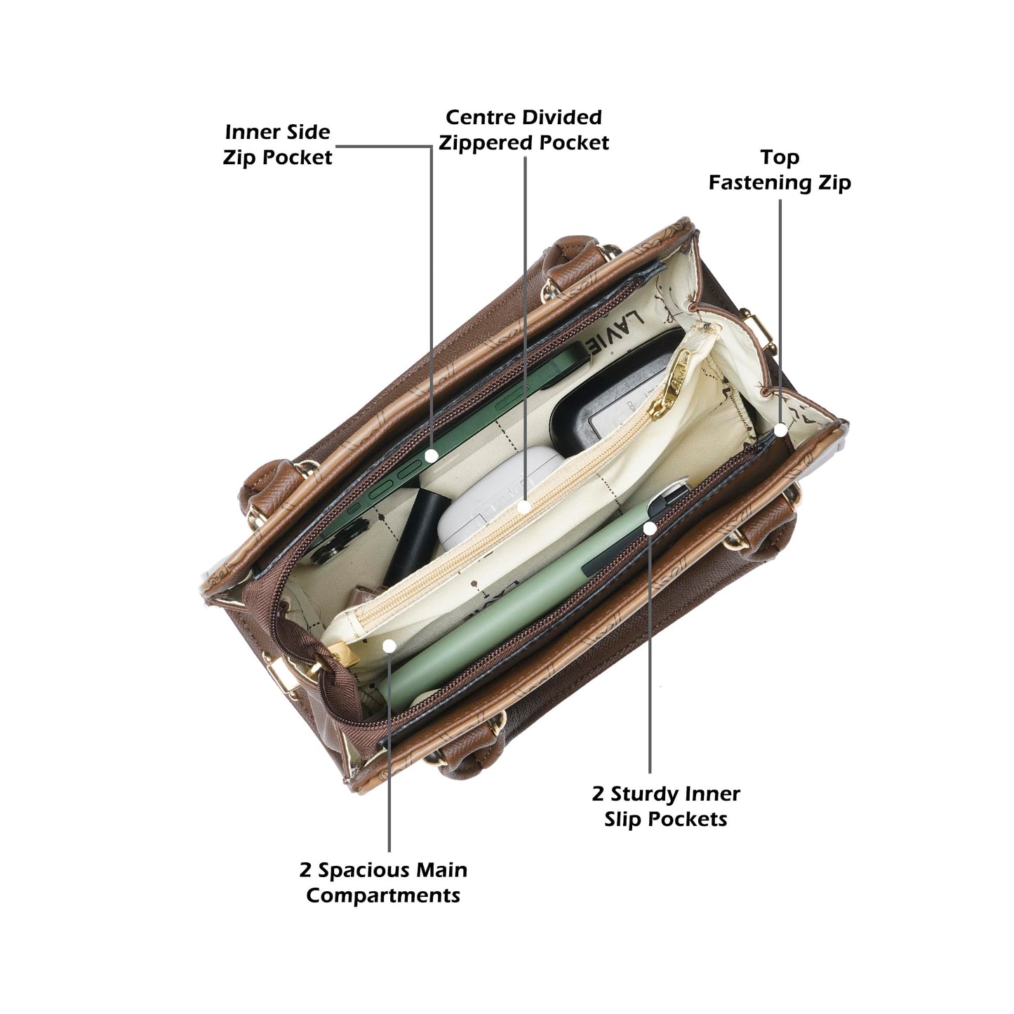 Lavie Women's Mono Ushawu Small Satchel Handbag for Women | Satchel Bag for Work | Ladies purse | Stylish Shoulder Bag | Gift For Women