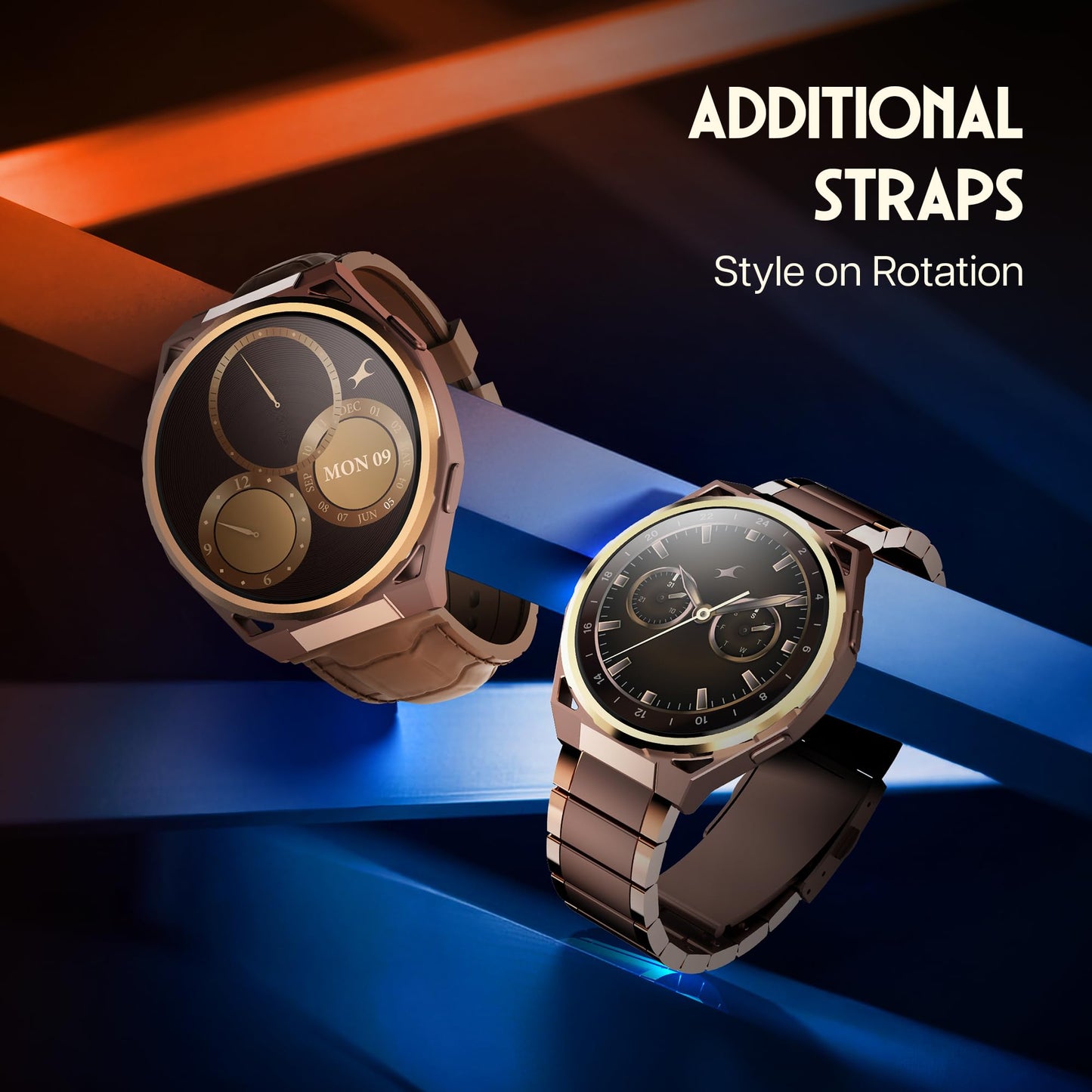 Fastrack Marvellous FX3 Smartwatch with 1.43” AMOLED Display, Metal Case & Strap, Slim 10.4mm Design, AI Watchfaces, BT Calling, HRM, SpO2 & Sleep Tracking, IP68, Additional Silicone Strap - Black