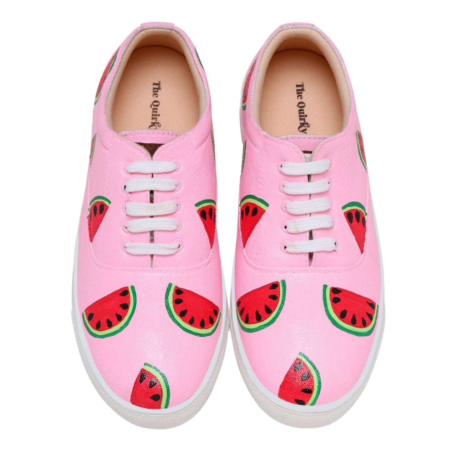 THE QUIRKY NAARI Watermelon Sneakers with Watermelon Motif | Pink